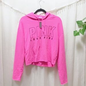 NWT Pink by V.S. Neon PINK Cropped Hoodie